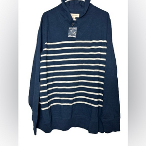 Frederik Anderson‎ Copenhagen Blue White Striped Shawl Collared Pullover